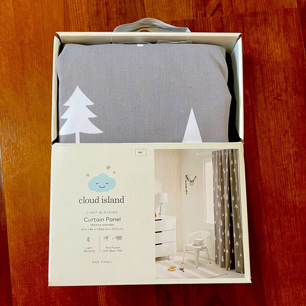 Cloud Island 84” Curtain Panel - Gray Trees